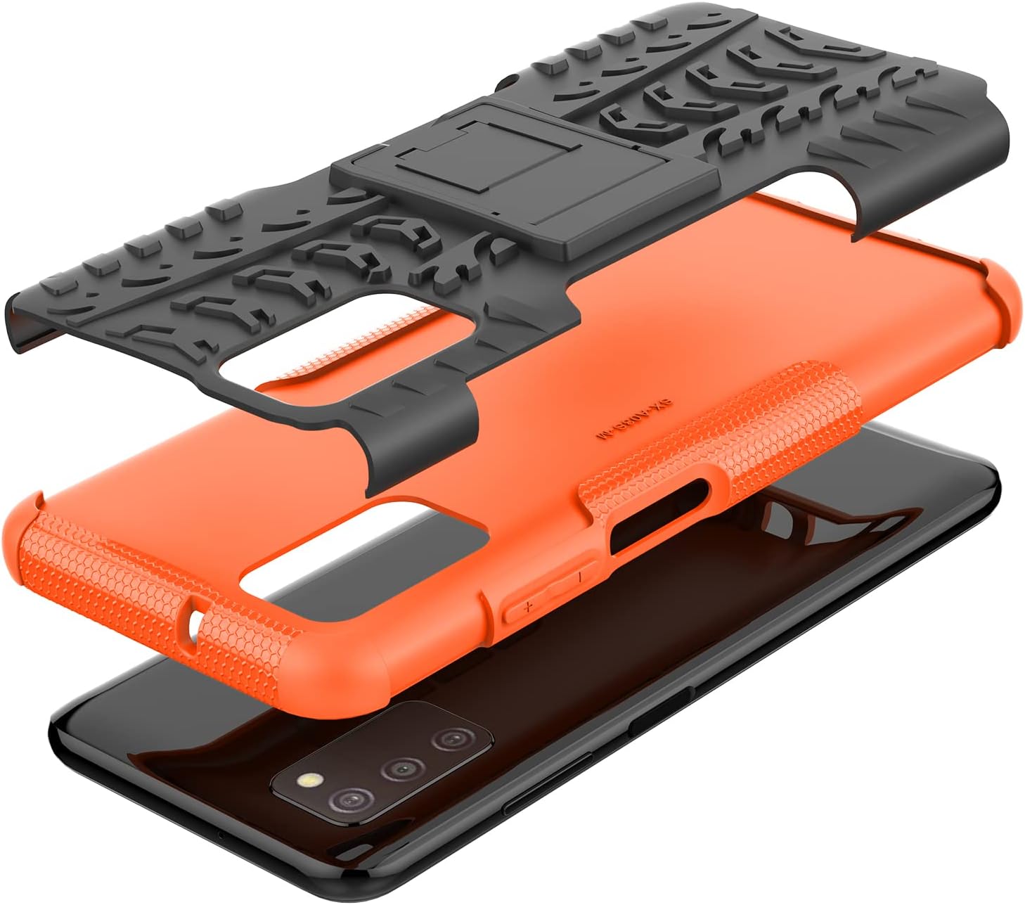 CCSmall Funda para Samsung Galaxy A03S, diseño de patrón de neumáticos híbrido TPU+PC Material doble capa de protección a prueba de golpes con