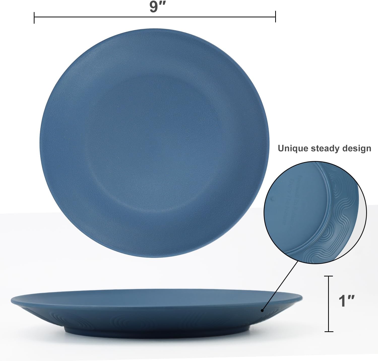 Homienly Juego de 8 platos planos alternativos para platos de plástico, aptos para microondas y lavavajillas, platos de paja de trigo para cocina,