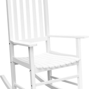 Flamaker Mecedora para exteriores, sillas de patio de madera de gran tamaño con reposabrazos ampliados, respaldo alto, balancín de porche para Flamaker Mecedora para exteriores, sillas de patio de madera de gran tamaño con reposabrazos ampliados, respaldo alto, balancín de porche para