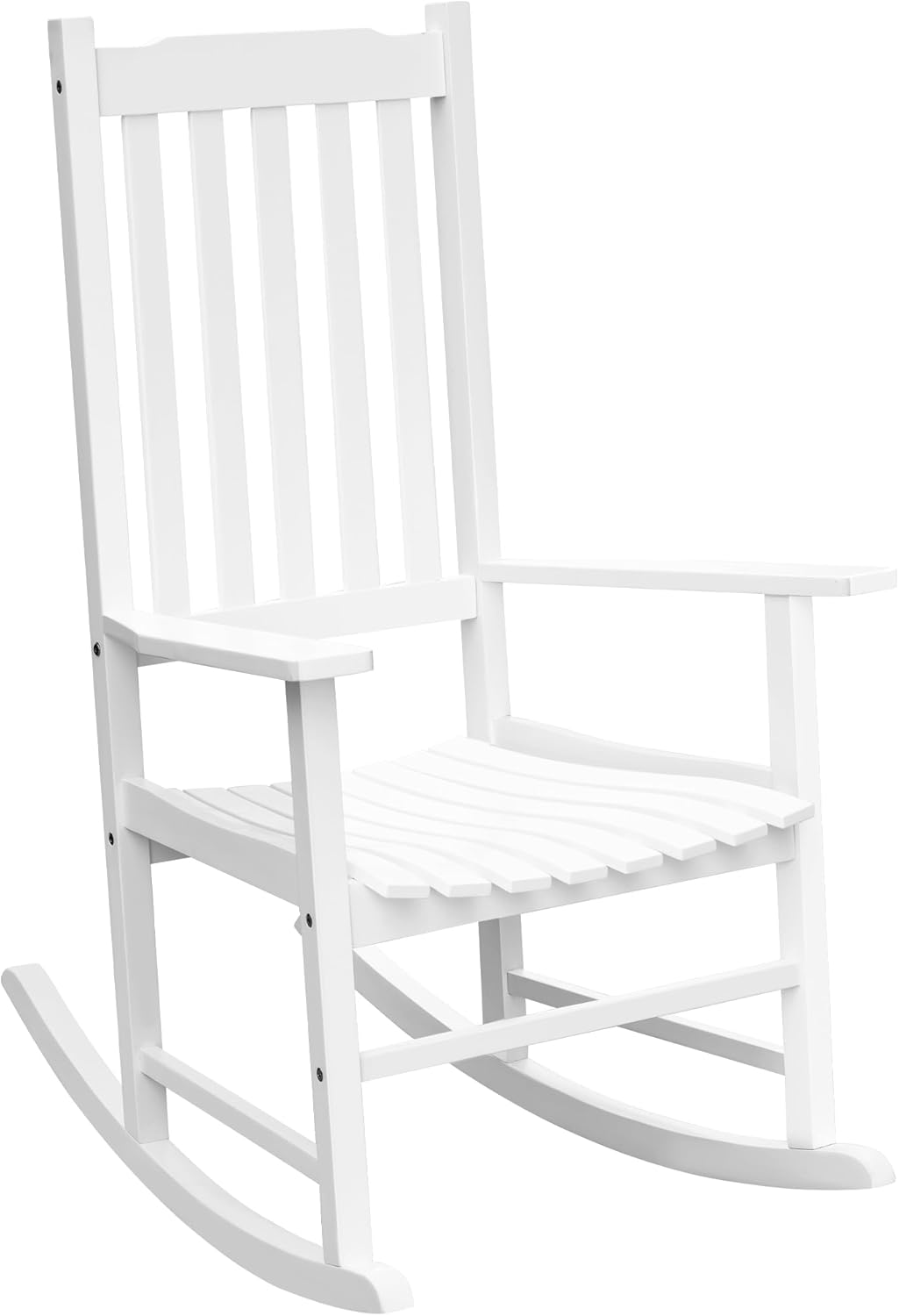 Flamaker Mecedora para exteriores, sillas de patio de madera de gran tamaño con reposabrazos ampliados, respaldo alto, balancín de porche para