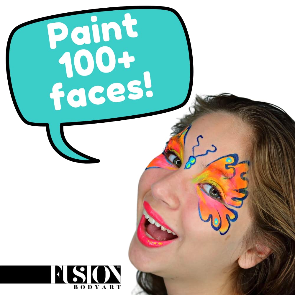 FUSION BODY ART Paleta de pintura facial de calidad profesional, explosión de arco iris, kit de pintura facial de maquillaje seguro y no tóxico para
