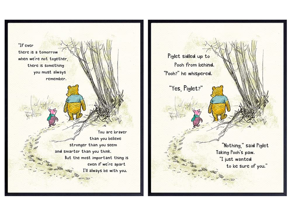 A. A. Milne Wall Art & Decor Poster Set 8×10 – Girls Bedroom Decor – Kids, Boys Room, Baby Nursery Decor – Wall Decor for Toddler – Always Remember