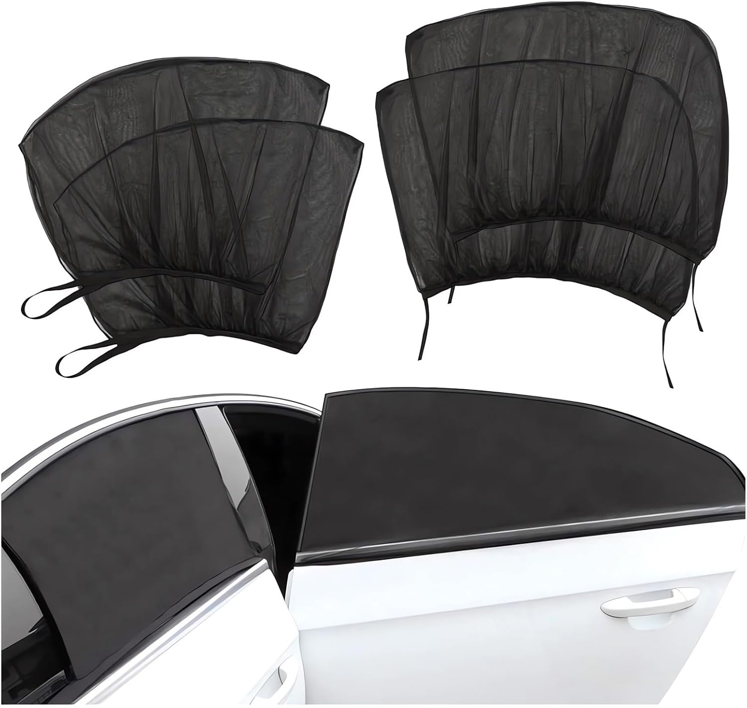 Paquete de 4 pantallas universales para ventana de automóvil, 2023, con protección UV, persianas para ventanas laterales de automóvil, pantalla de