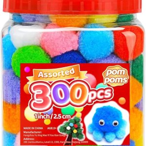 Iooleem Pompones multicolores, 300 pompones de 1 pulgada, para artes y manualidades, bolas de pompones, pompones para manualidades. Iooleem Pompones multicolores, 300 pompones de 1 pulgada, para artes y manualidades, bolas de pompones, pompones para manualidades.