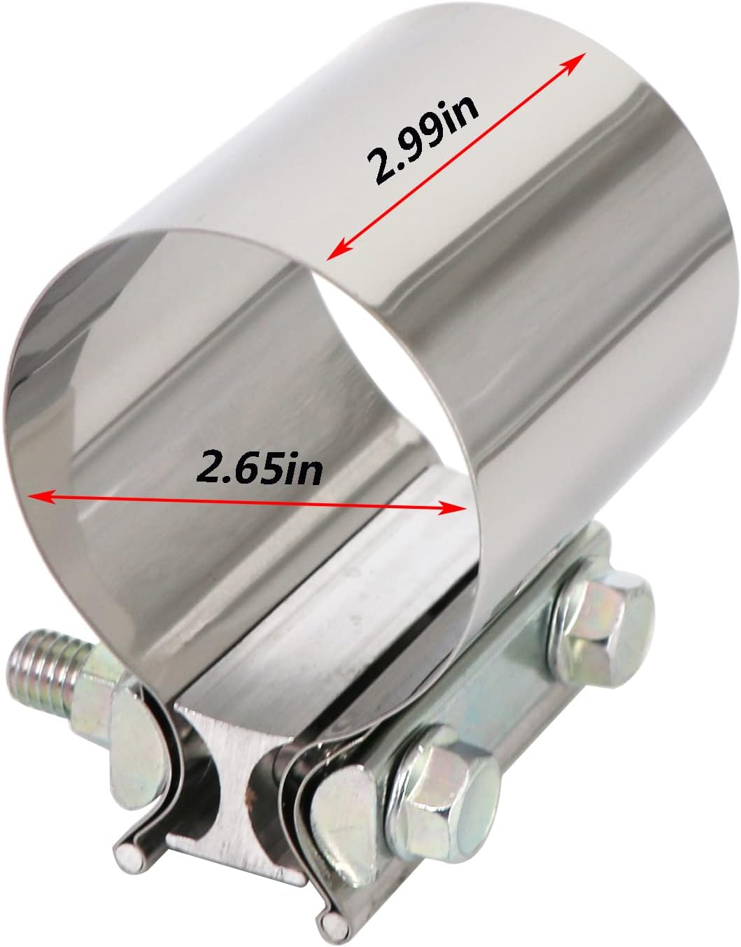 2.75 “Acero inoxidable Butt Joint Escape Clamp Band Coupler Sleeve Usado para tubos de escape, extremos de silenciador y conexión del sistema de