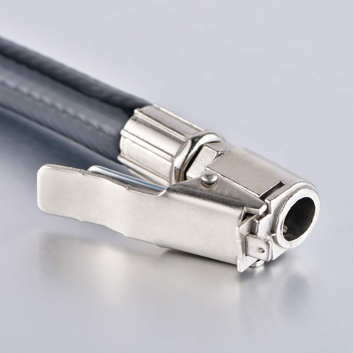 Inflador de neumáticos con manómetro de 0-170 PSI, manómetro de presión de neumáticos con inflador con manguera de goma y enchufe de conexión rápida