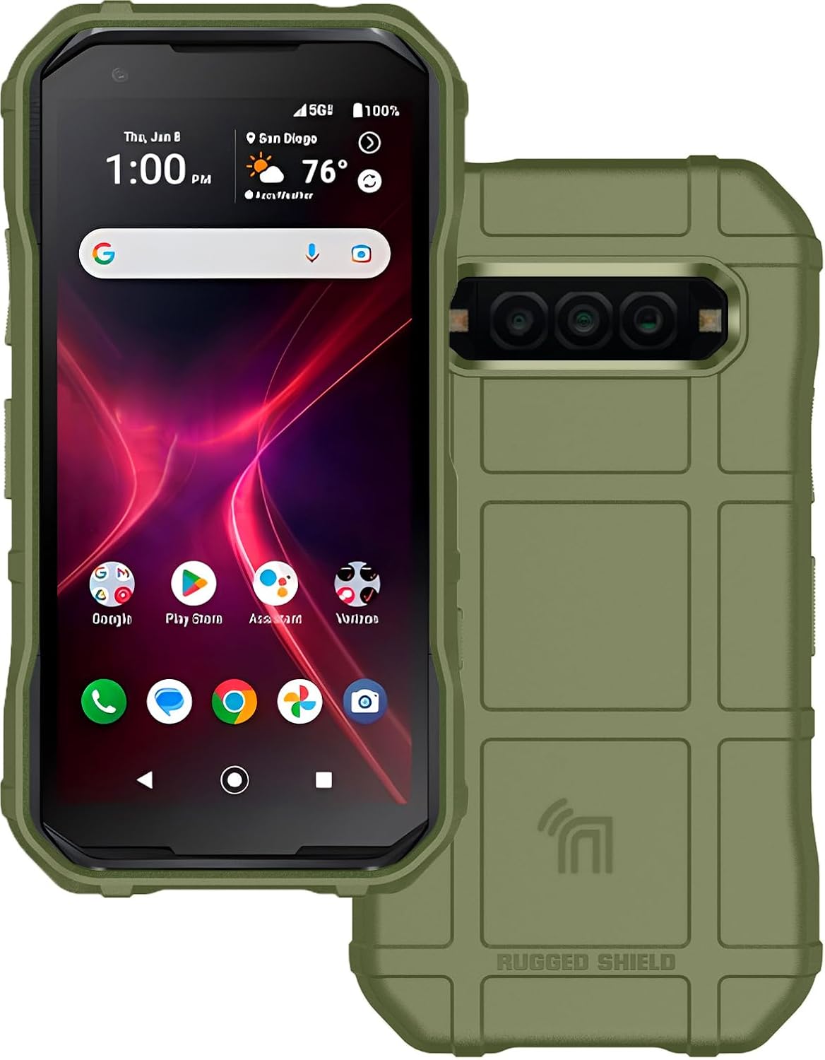 Nakedcellphone Serie Special Ops compatible con Kyocera DuraForce Pro 3, funda protectora resistente contra huellas, textura de agarre mate, verde