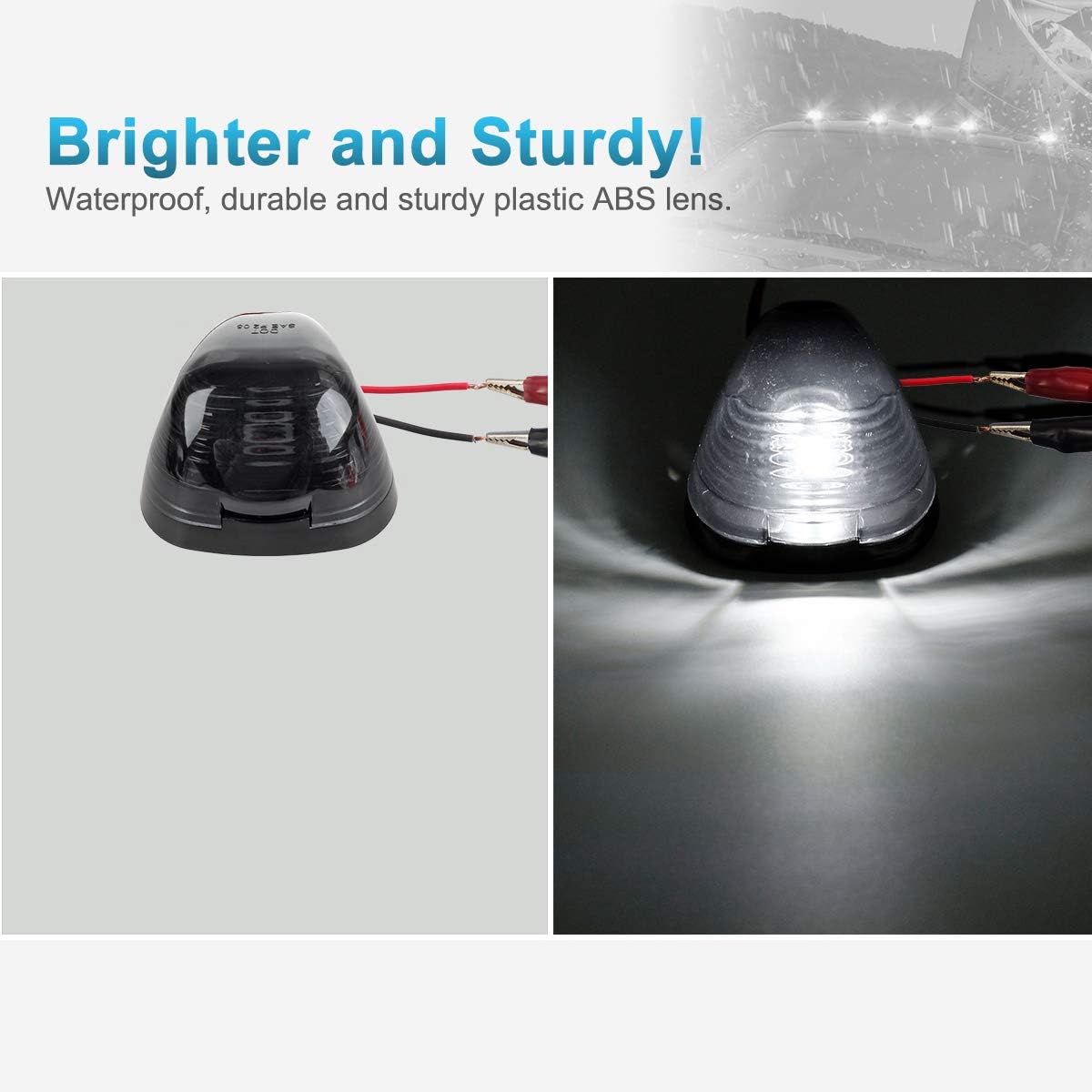 Partsam 5 lámparas de funcionamiento negras con lente ahumada para techo con luces LED blancas compatibles con Ford F150 F250 F350 F450 F550 F650