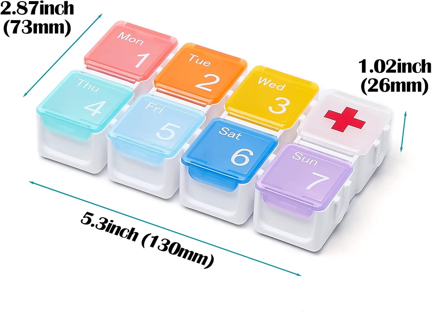 Organizador de medicamentos, organizador semanal de píldoras de viaje, pastillero diario, contenedor de 7 días, dispensador de píldorasrecipiente