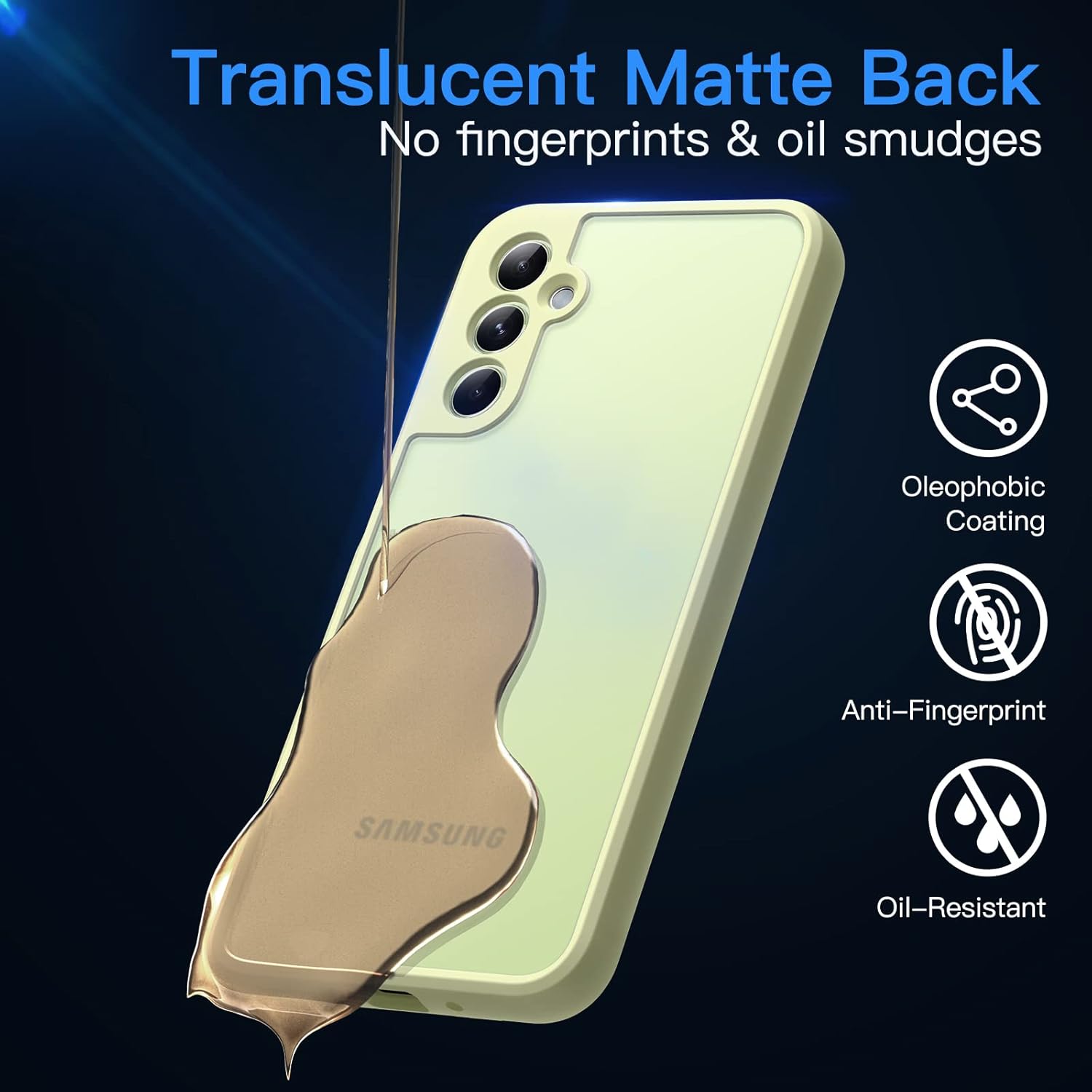 JETech Funda mate para Samsung Galaxy A54 5G de 6.4 pulgadas, funda protectora delgada translúcida esmerilada, antihuellas (lima)