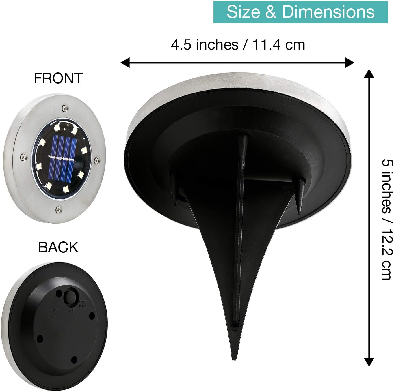 ExpertPower Luz de suelo alimentada por energía solar para vacaciones de Navidad, 8 luces LED impermeables para patio con sensor oscuro para