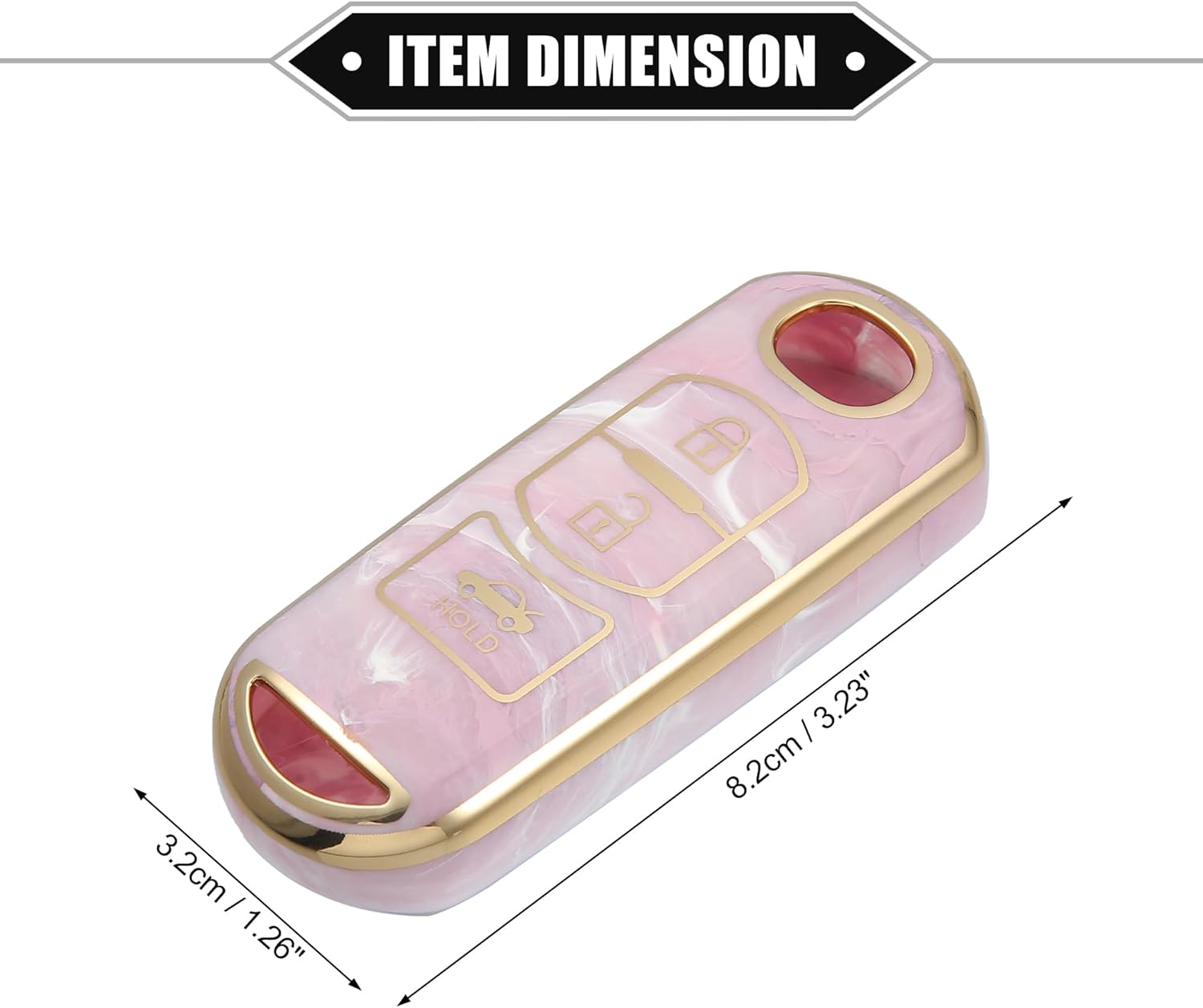 Funda para llavero compatible con Mazda CX-3 CX-4, patrón de porcelana de 3 botones, a la moda, suave, TPU rosa, control remoto, sin llave, funda de