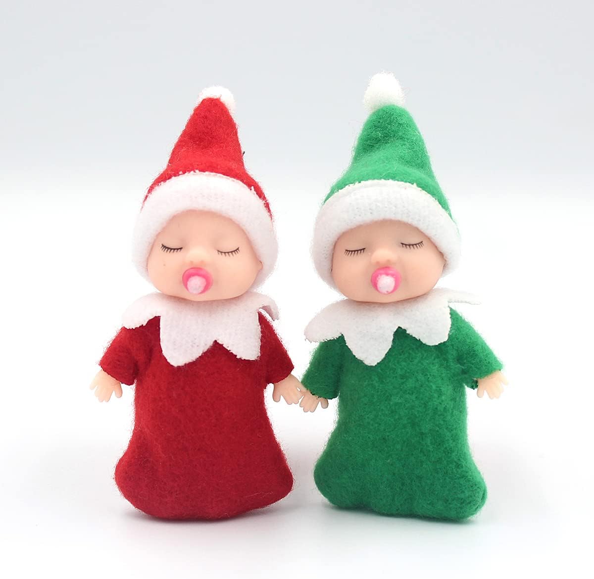 WULEEUPER Muñeca elfo durmiente con chupete  Juguetes de elfo en miniatura de Navidad  Regalo de fiesta de decoración de Año Nuevo (verde)