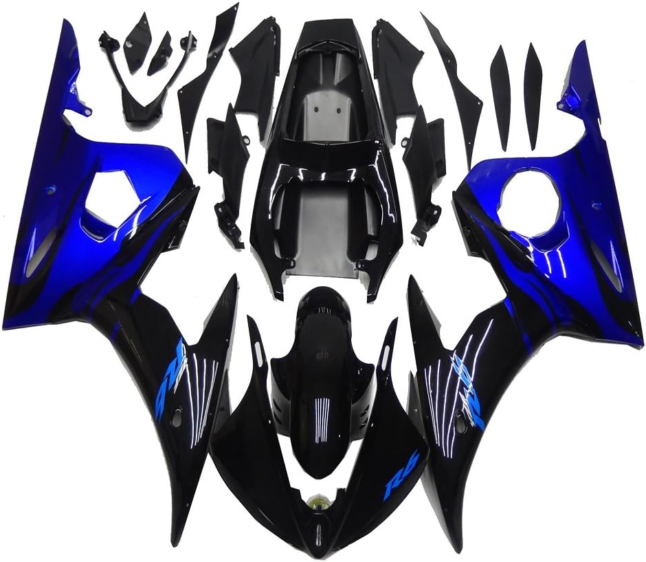 NT FAIRING Molde de inyección azul negro brillante para Yamaha YZF 2003-2005 R6 y 2006-2009 R6S nuevo kit pintado ABS plástico motocicleta