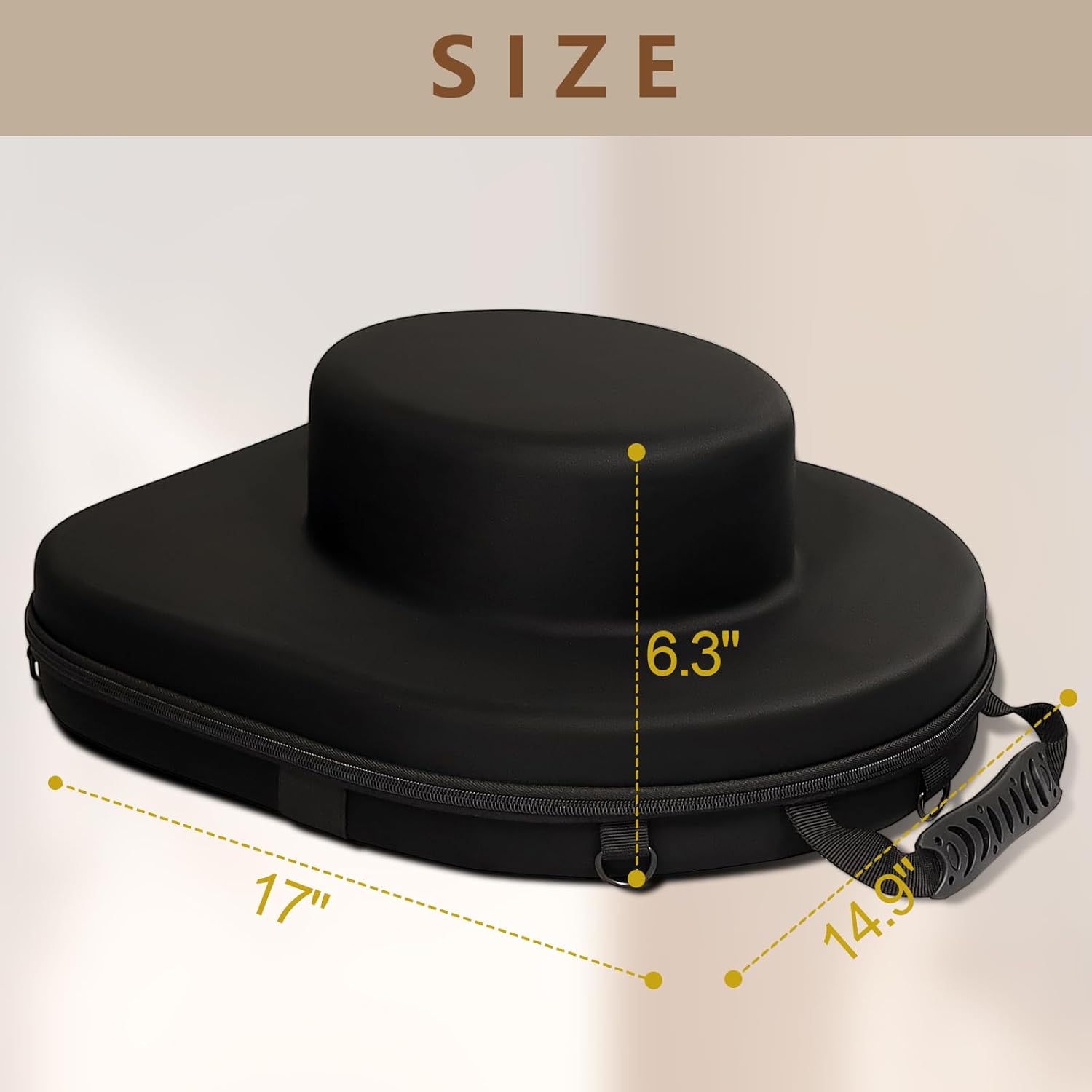 Funda de transporte para sombreros de viaje, caja de almacenamiento antipresión para sombreros con asa de transporte, correas de hombro y equipaje,