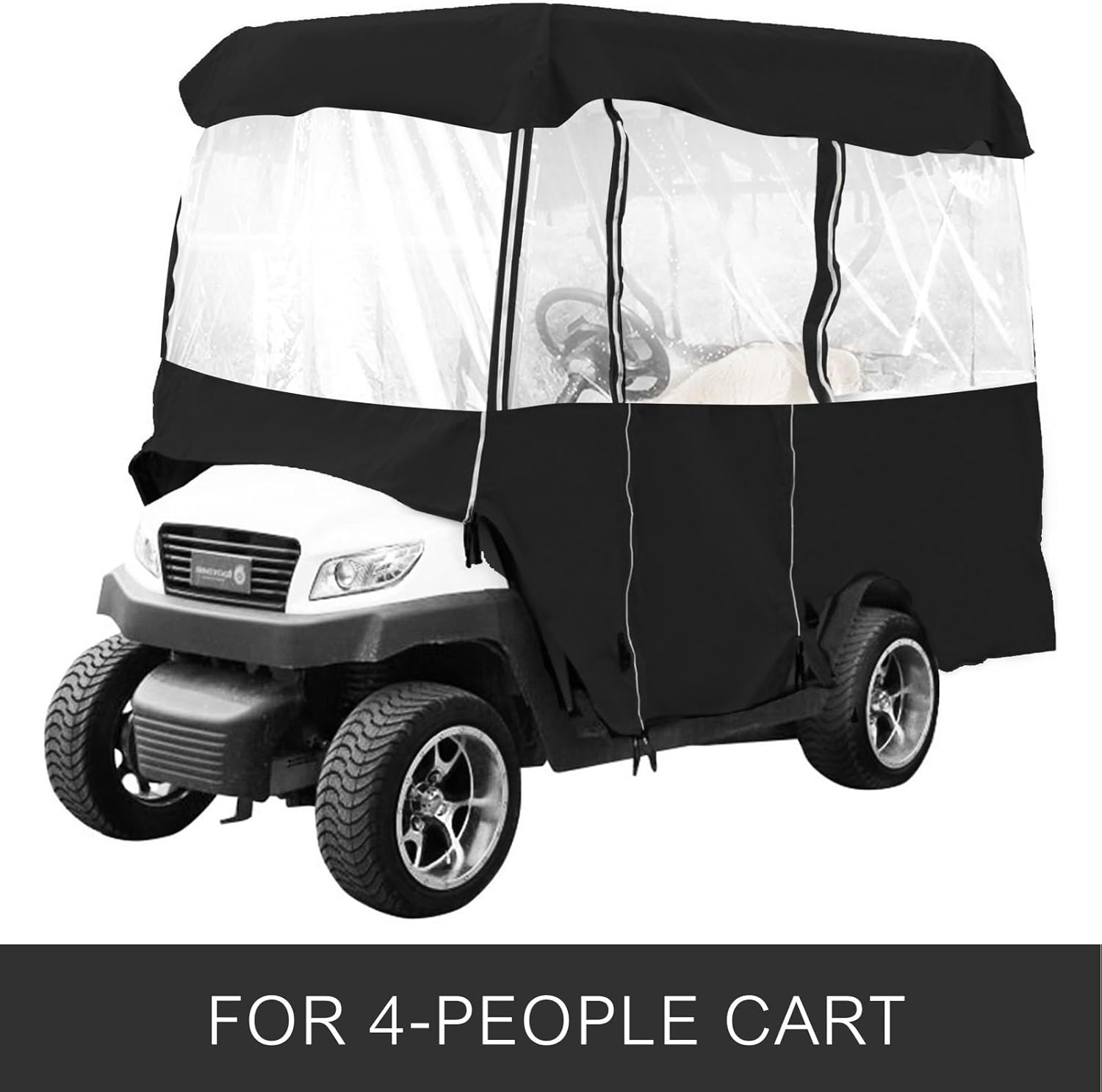 Waterproof 4-Person Golf Cart Enclosure with Transparent Windows, Fits EZGO, Club Car, Yamaha Cart – Deluxe Fairway Cover