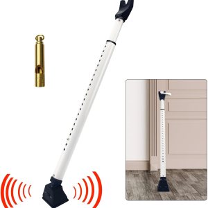 SMOOKY Barra de seguridad para puerta 2 en 1 con alarma y barra de seguridad ajustable para puerta corredera, alarma audible de 120 db, se ajusta SMOOKY Barra de seguridad para puerta 2 en 1 con alarma y barra de seguridad ajustable para puerta corredera, alarma audible de 120 db, se ajusta