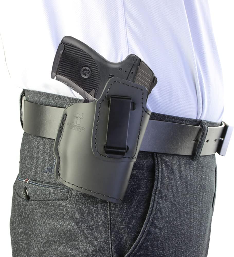 IWB y OWB Funda de cuero para Ruger EC9S con láser y EC9 LC9S LC9 LC380 con láser se adapta a la cintura interior oculta o transporte abierto en la