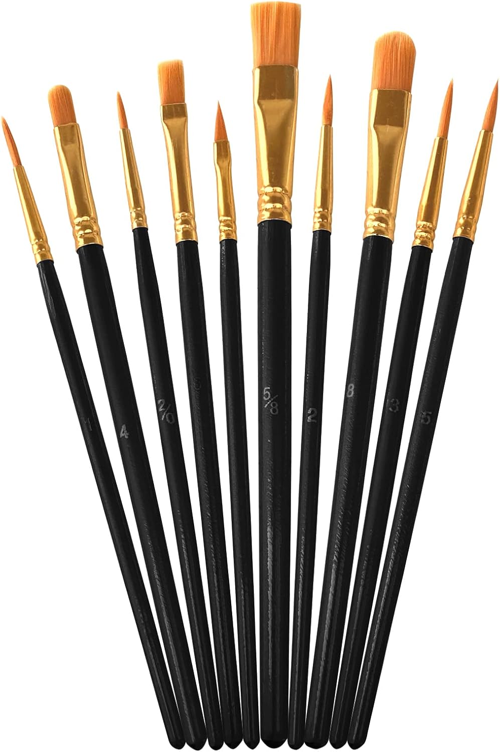 Juego de 100 pinceles de pintura, 100 pinceles de pintura negra al óleo y acuarela, cabezal de cepillo de nailon, juego de pinceles de pintura