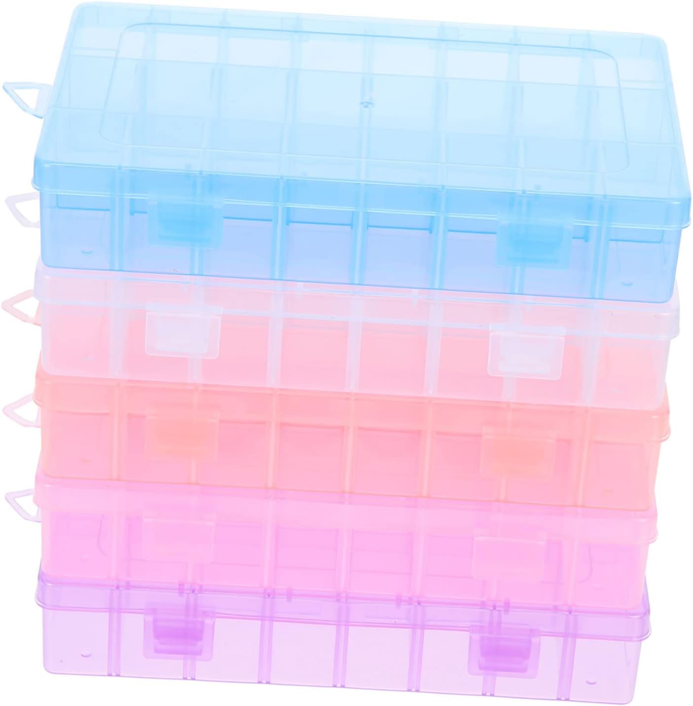 TEHAUX Caja de almacenamiento de 5 piezas, bandeja organizadora de joyas, bandeja de almacenamiento de cuentas, organizador de hilo para bordar,