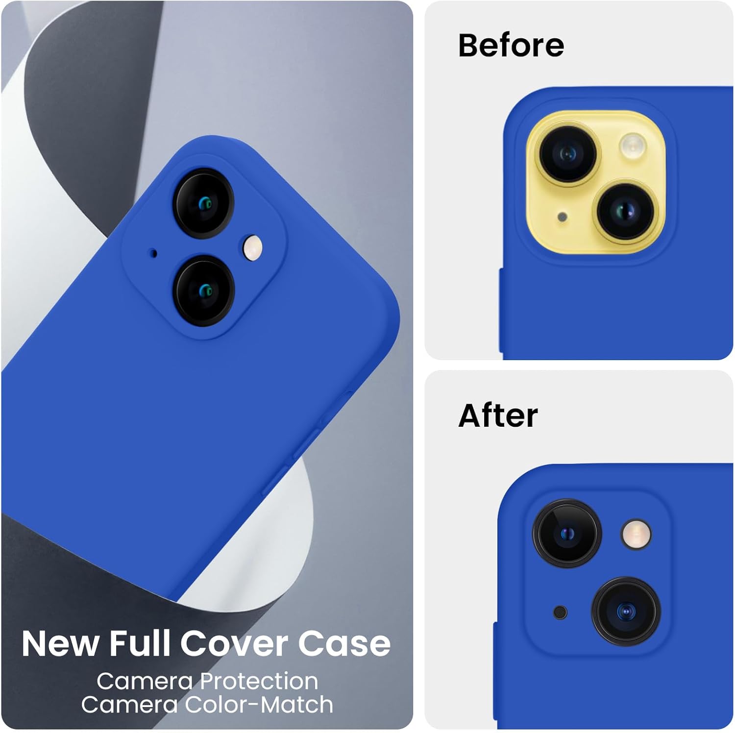 FireNova Funda para iPhone 14, funda de silicona mejorada protección de cámara con 2 protectores de pantalla, forro interior de microfibra suave