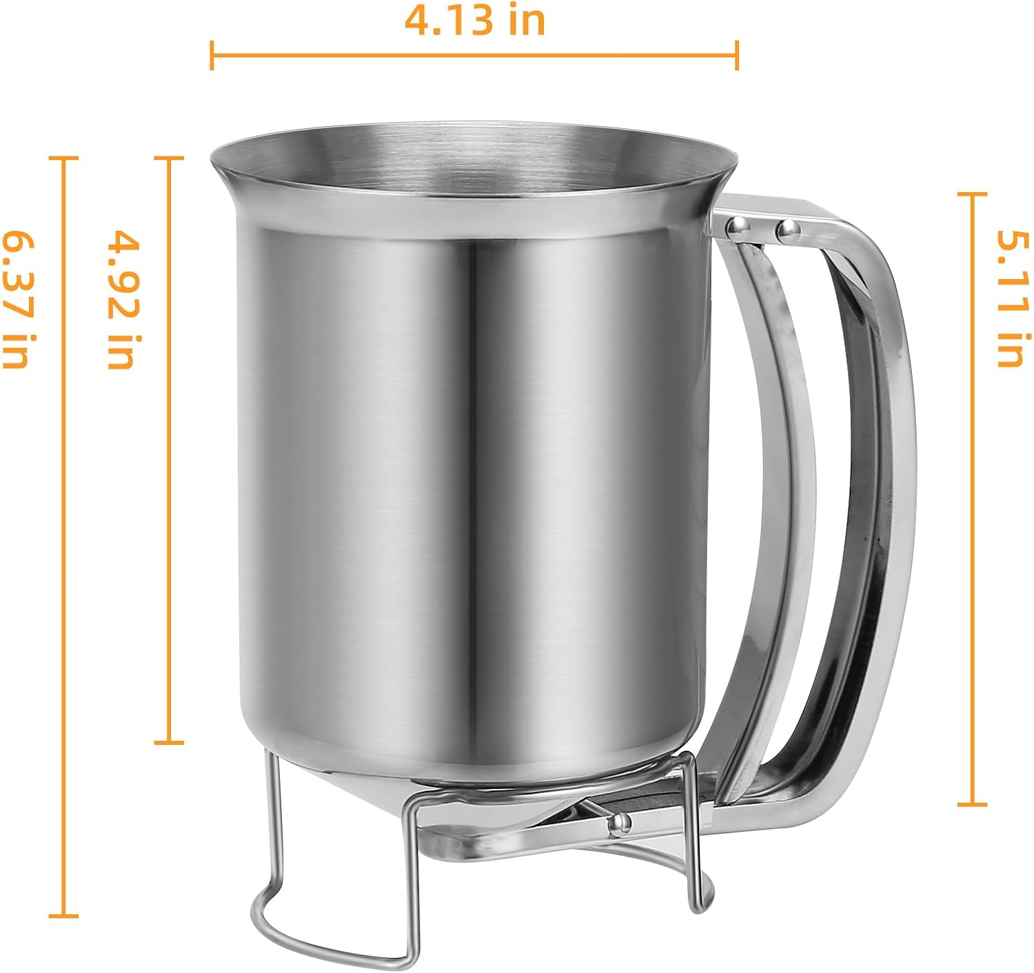 Houzemann Dispensador de masa de acero inoxidable 2 en 1 de 27.1 fl oz con mango para apretar, vertedor de panqueques irrompible, herramienta de