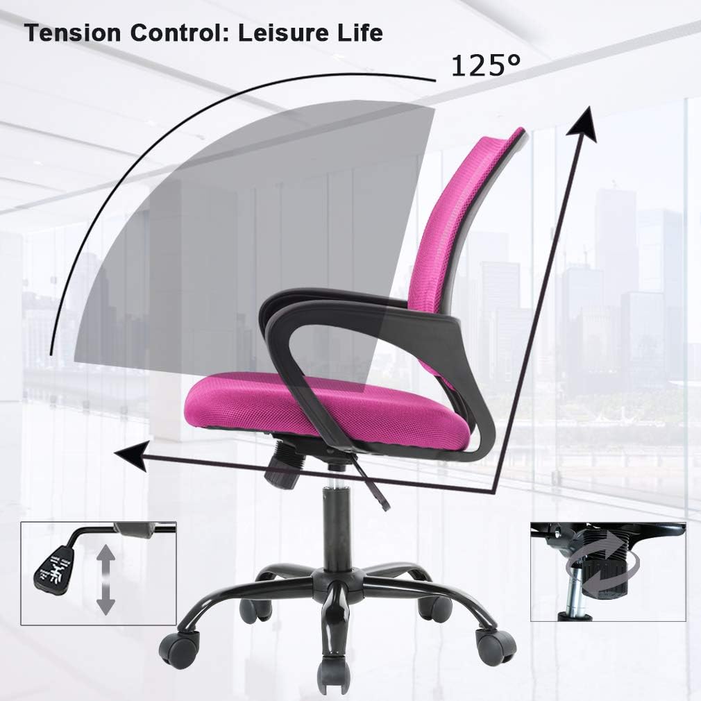 Silla de escritorio de malla, silla de oficina ergonómica, silla de computadora con soporte lumbar y reposabrazos, silla de escritorio ajustable