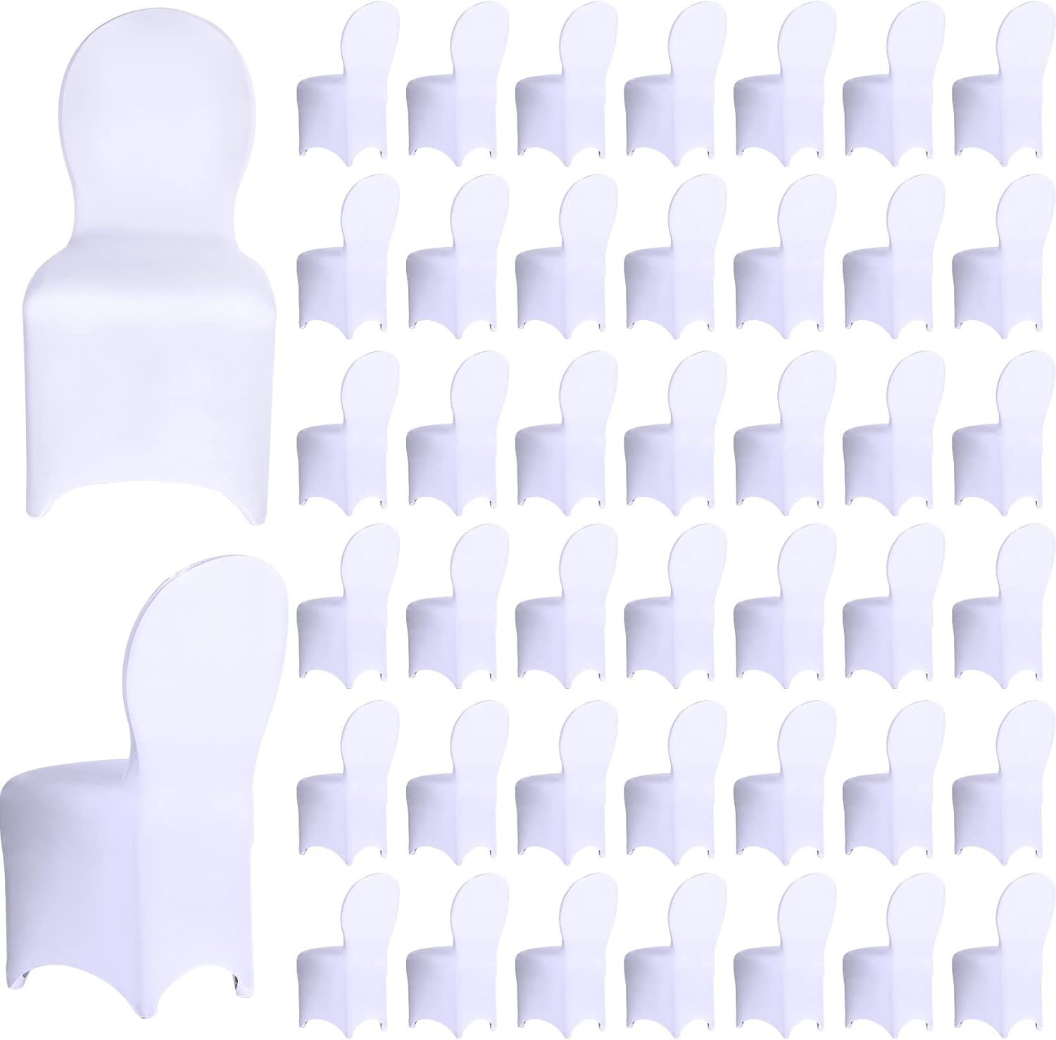 150 fundas blancas para sillas de banquete, de poliéster, parte delantera plana, de elastano, elástica, protector elástico para silla, para bodas,