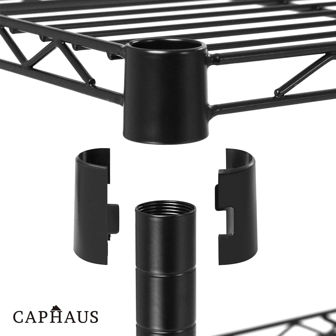 CAPHAUS Estantería de alambre de altura ajustable de 4 niveles de grado comercial con ruedas y pies de nivelación, estante de acero metálico de