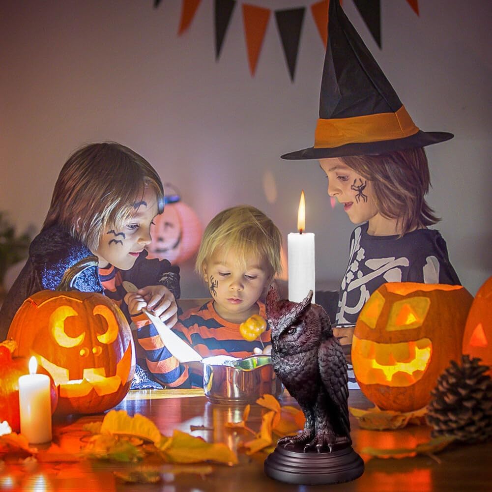 Portavelas de Halloween, portavelas de cuervo, portavelas de té de Halloween, novedoso candelabro, decoración de Halloween, candelabros de resina,