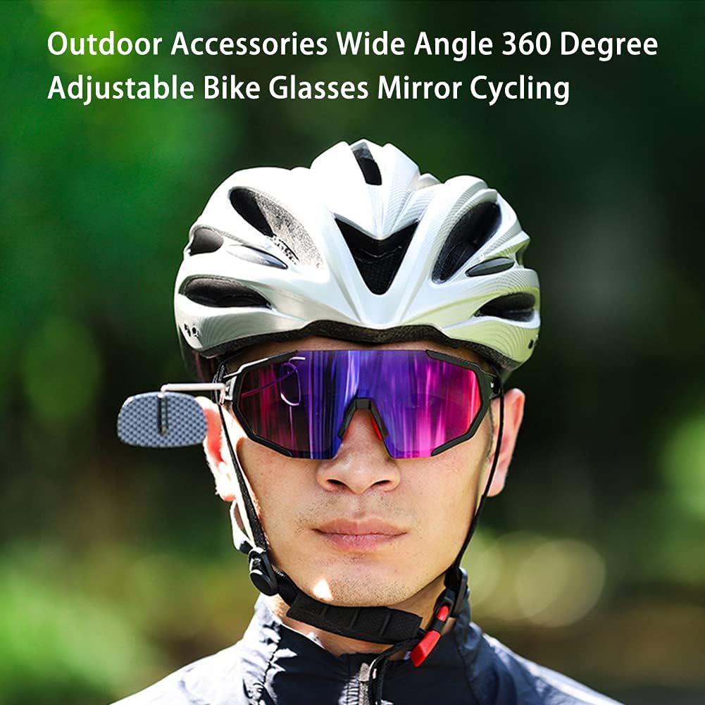 Pilarmuture Espejo de lentes de ciclismo, gran angular ajustable de 360 grados, espejo de bicicleta, espejo plano de visión trasera para ciclismo de
