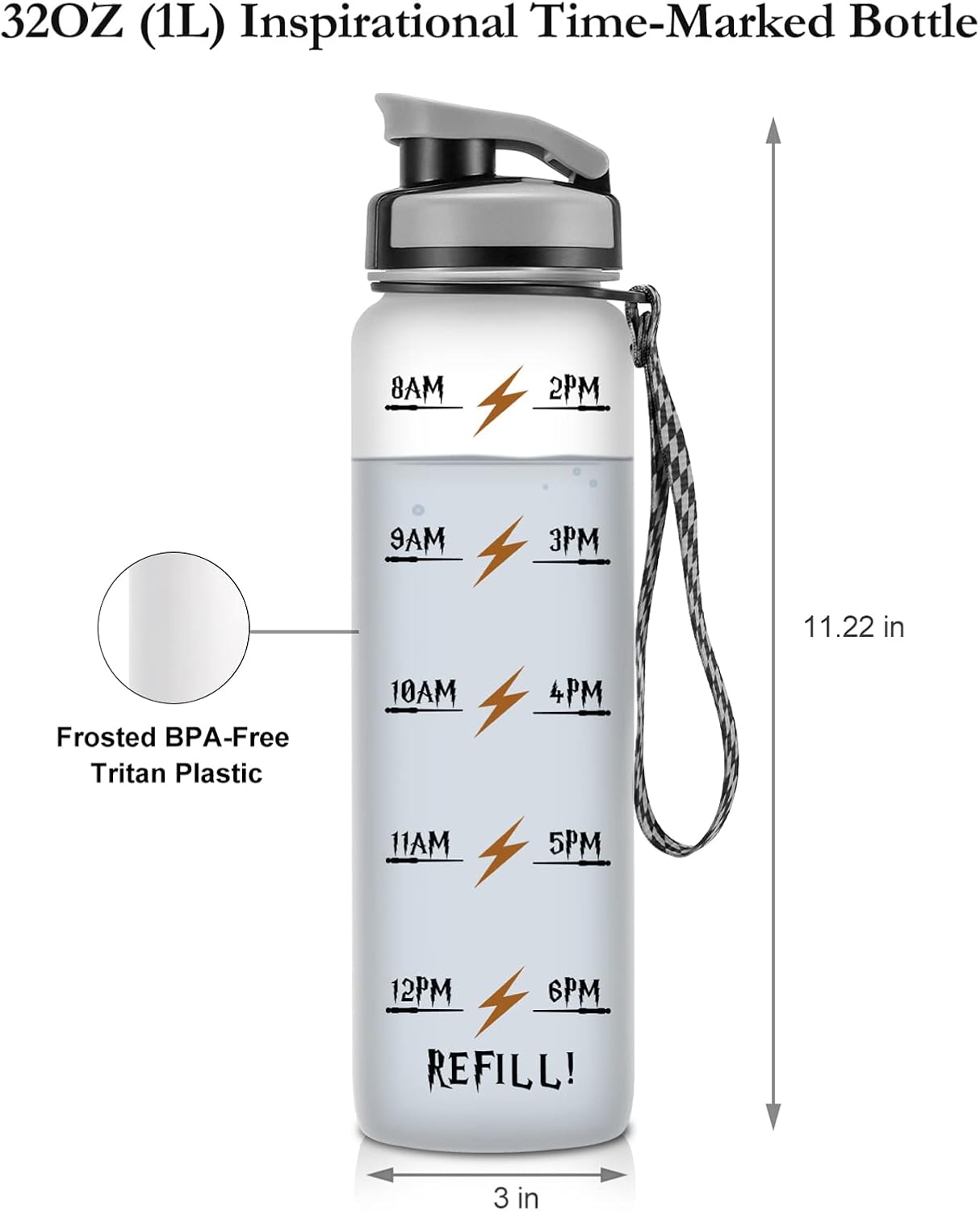 LEADO Botella de agua motivacional de 1 litro  32 onzas con marcador de tiempo – con la leyenda Aguamenti, Mercadería de Harry Potter  Divertido