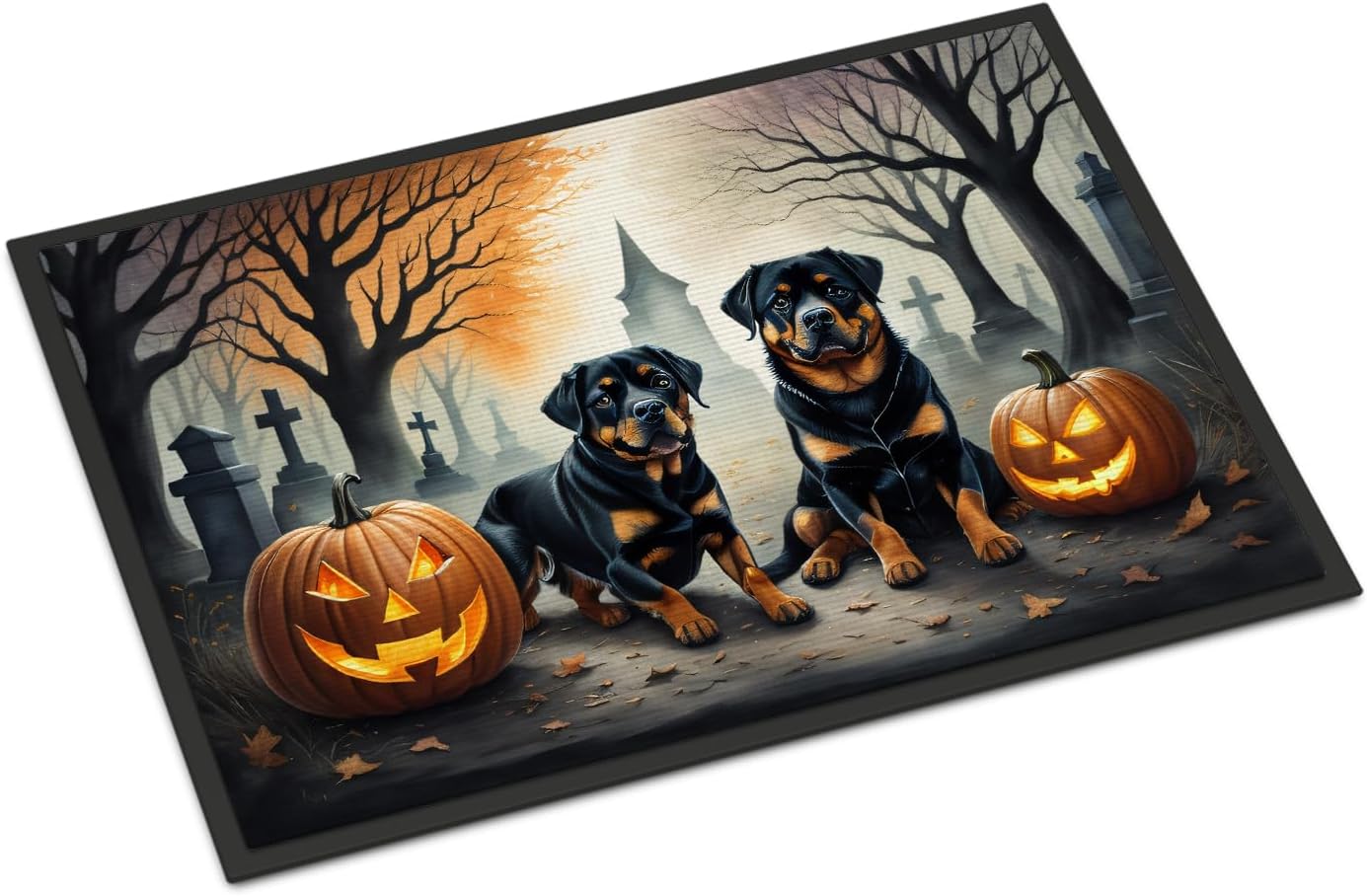 Caroline’s Treasures DAC2062MAT Rottweiler – Tapete espeluznante de Halloween de 18 x 27 pulgadas, tapete para puerta delantera, para interiores y