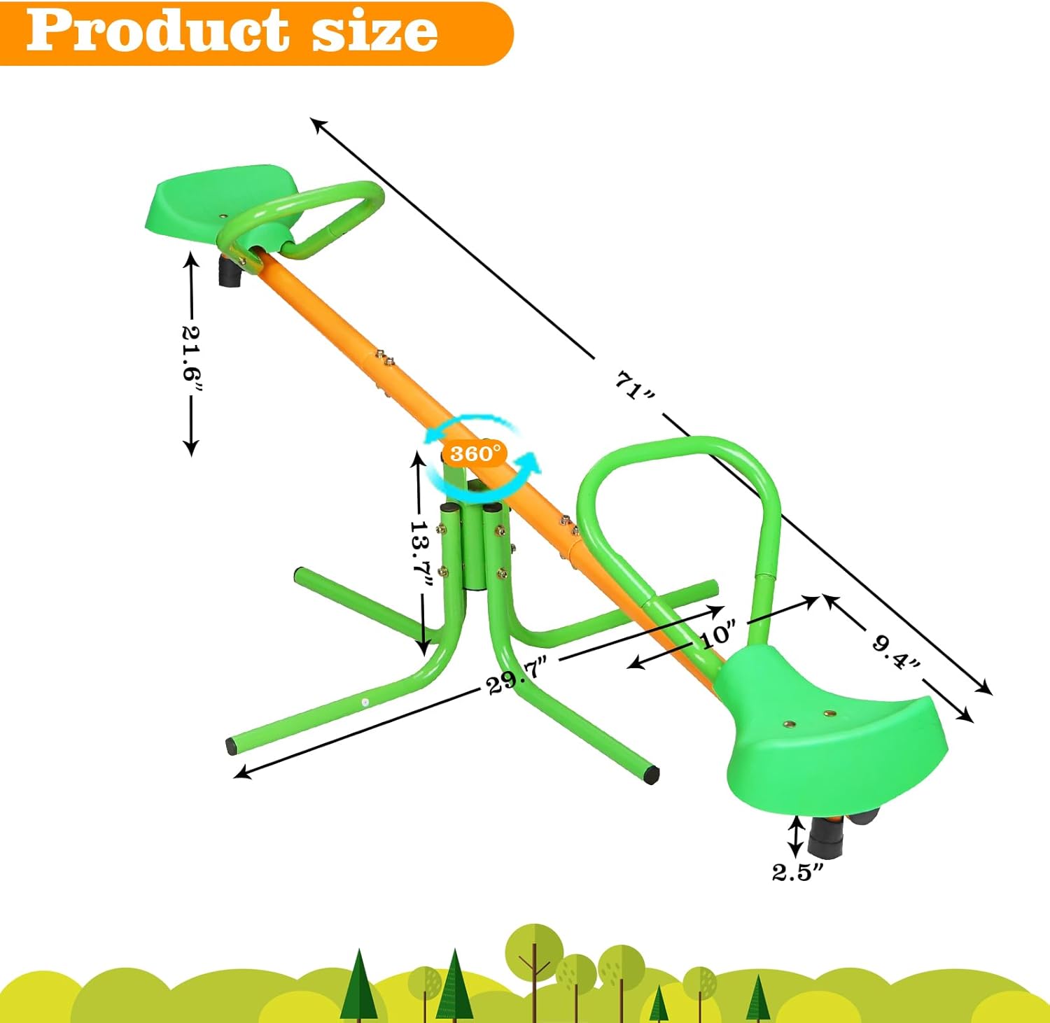 Balancín para niños, balancín giratorio de 360 grados, equipo de juego al aire libre para niños, tambor de metal para parque infantil y patio trasero