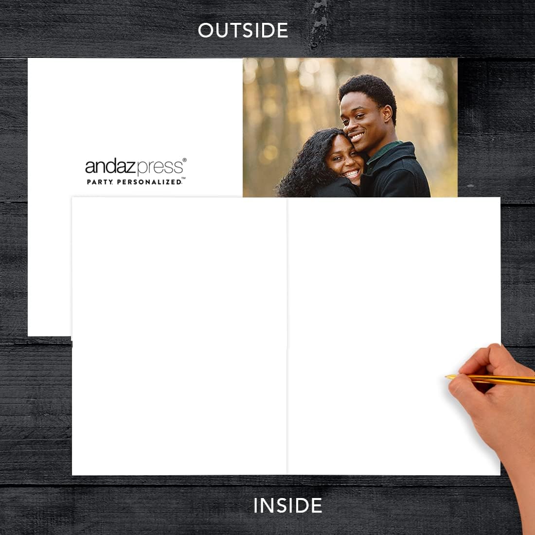 Andaz Press Tarjeta fotográfica personalizada de 8.5 x 11 pulgadas con sobre, tarjeta de felicitación personalizada Together Forever, tarjeta de