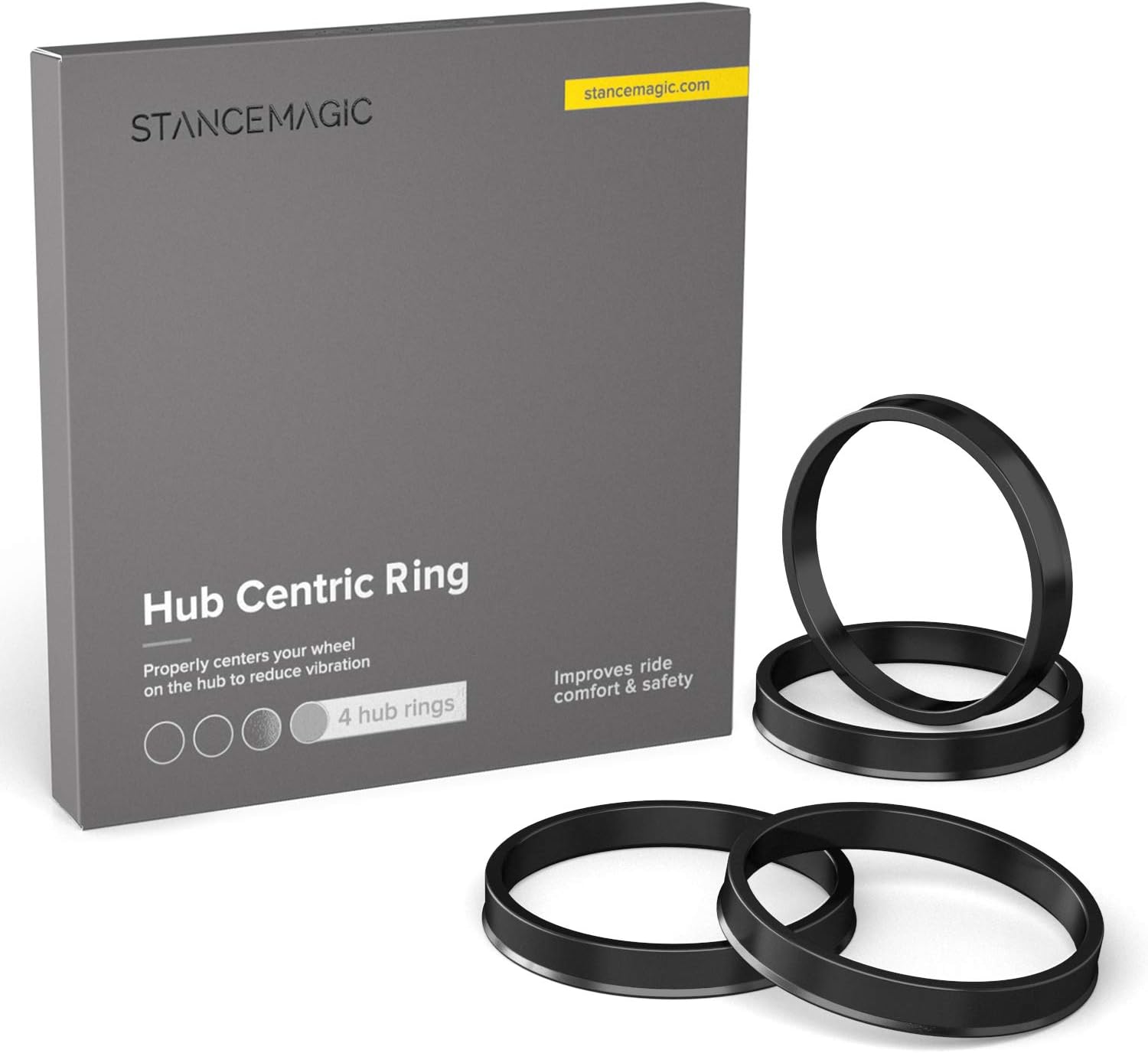 Anillos espaciadores centrales de 64.1 mm de DI a 73.1 mm de DE, anillos espaciadores de plástico de policarbonato negro, solo compatible con Honda