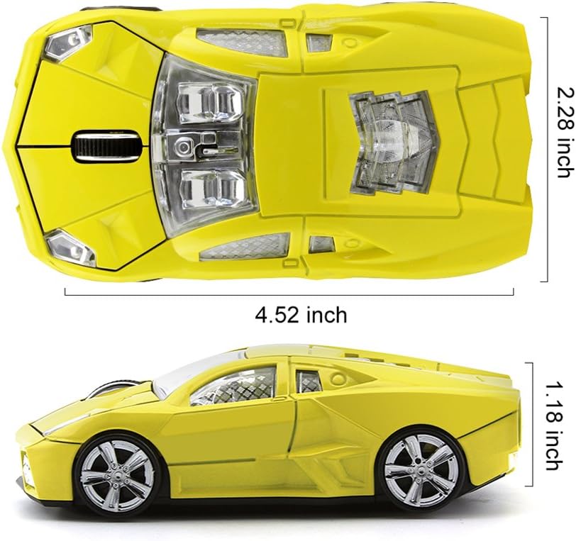 Ratón inalámbrico 3D para coche deportivo Ratón óptico para computadora, mouse ergonómico para computadora portátil de escritorio para LBJN