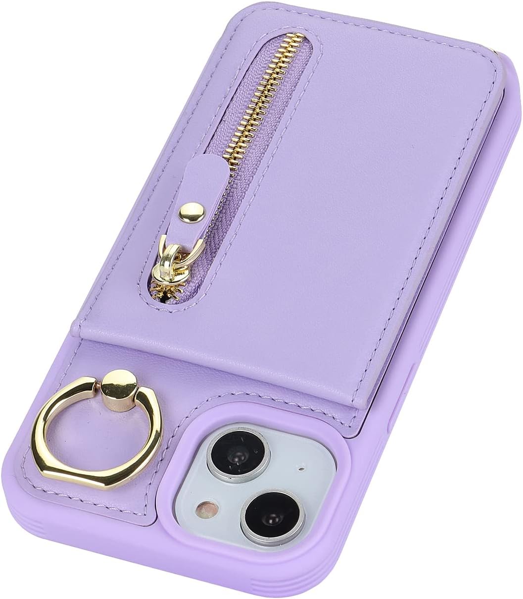 Funda para iPhone 13 Mini con tarjetero para mujer, iPhone 13 Mini, cartera con correa y ranuras para tarjetas de crédito, bandolera con cremallera