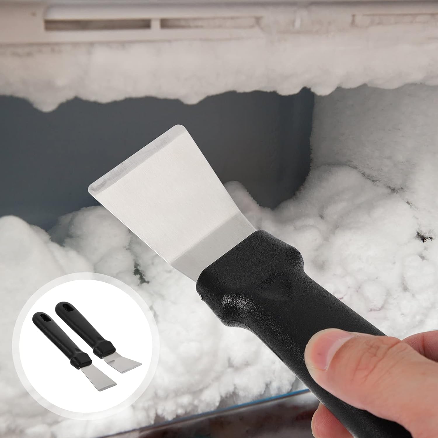SOLUSTRE – Pala de hielo de acero inoxidable para nevera, congelador, 4 unidades