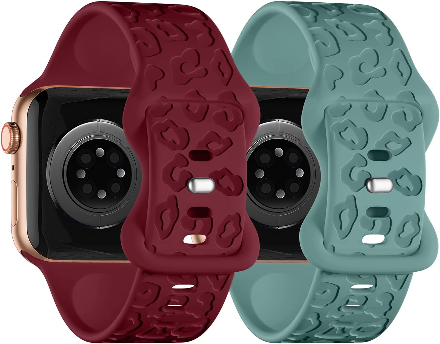 Correas grabadas de leopardo compatibles con Apple Watch Band de 1.614 in, 1.575 in, 1.496 in, 1.929 in, 1.772 in, 1.732 in, 1.654 in, correa