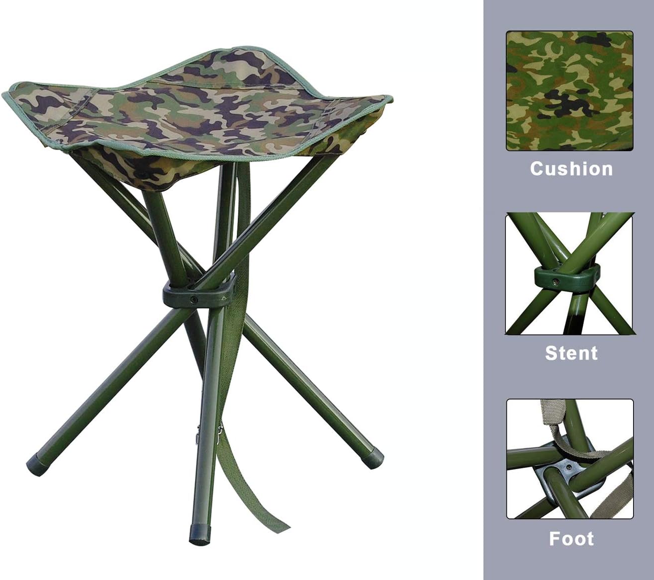 JSHANMEI Taburete plegable portátil para senderismo al aire libre, pesca, viajes, 4 patas, soporte de 300 libras