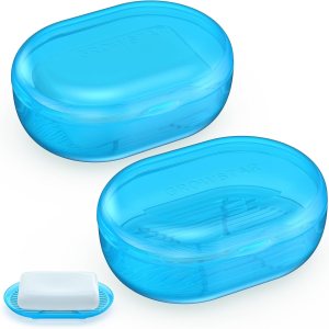 Paquete de 2 jaboneras, contenedor de jabón de viaje, jabonera portátil con tapa, jaboneras a prueba de fugas para barra de jabón con funda, soporte Paquete de 2 jaboneras, contenedor de jabón de viaje, jabonera portátil con tapa, jaboneras a prueba de fugas para barra de jabón con funda, soporte