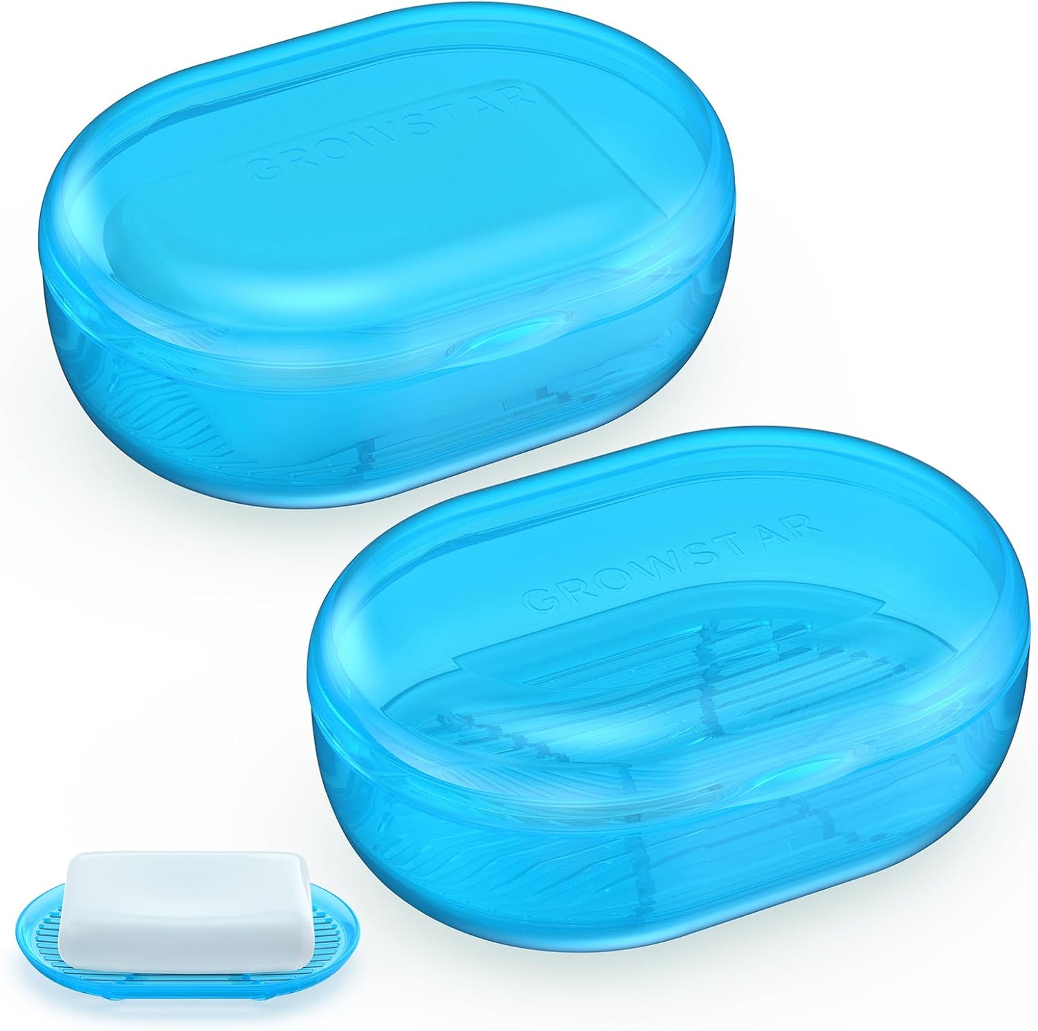 Paquete de 2 jaboneras, contenedor de jabón de viaje, jabonera portátil con tapa, jaboneras a prueba de fugas para barra de jabón con funda, soporte