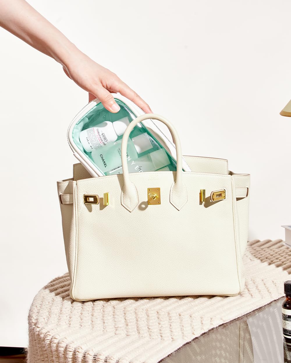 Rownyeon – Estuche de maquillaje transparente, 3 piezas, juego de bolsas de cosméticos transparentes, estuche de viaje para maquillaje, organizador