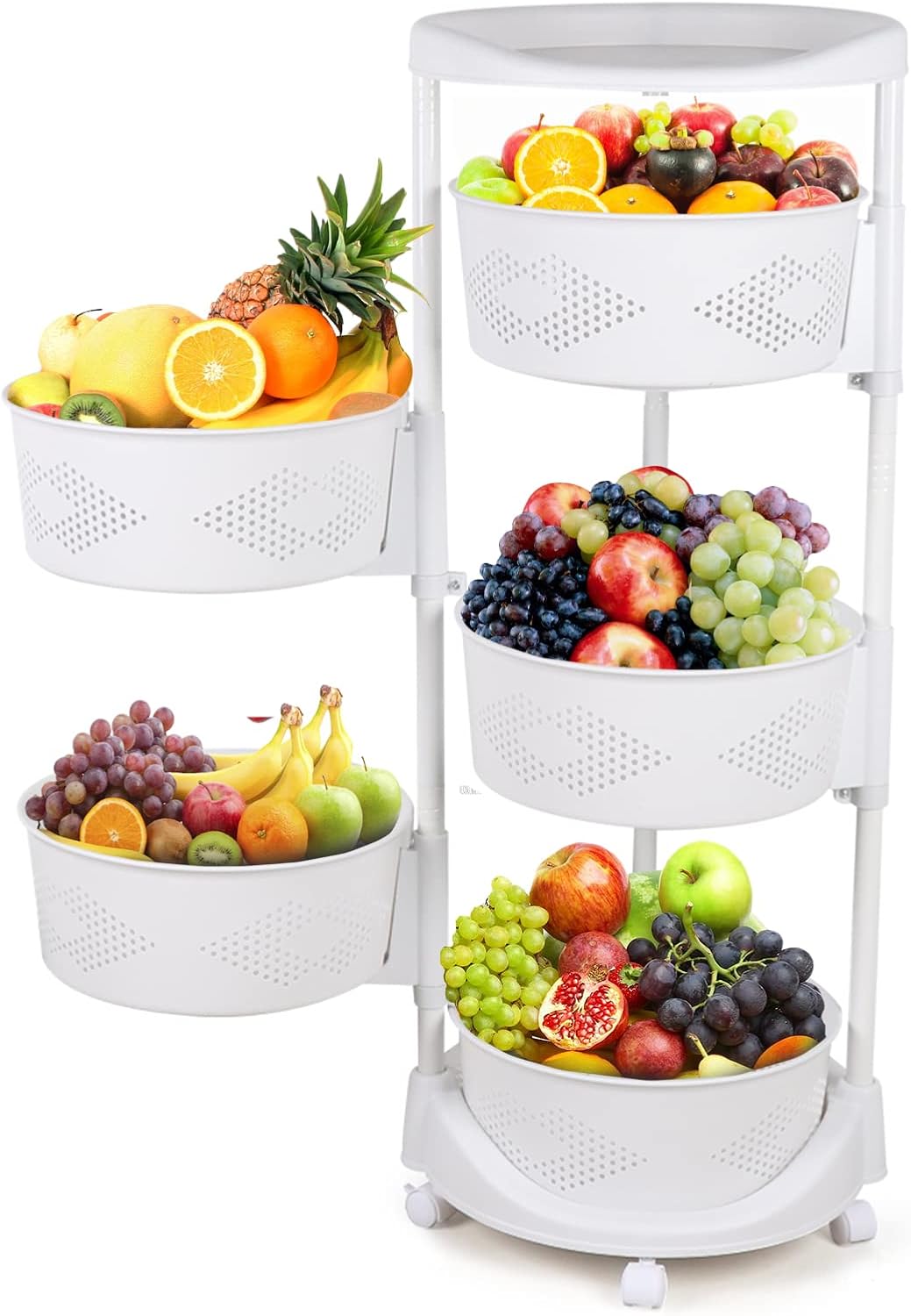 Estante de almacenamiento giratorio, cesta redonda de múltiples capas de almacenamiento de frutas y verduras de 23.62 pulgadas de alto, organizador