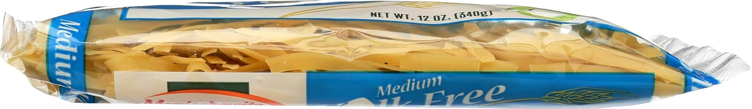 Manischewitz Pasta de fideos premium enriquecida mediana sin yema de 12 onzas (paquete de 3) sin colesterol, 0.28 oz de proteína por porción, baja