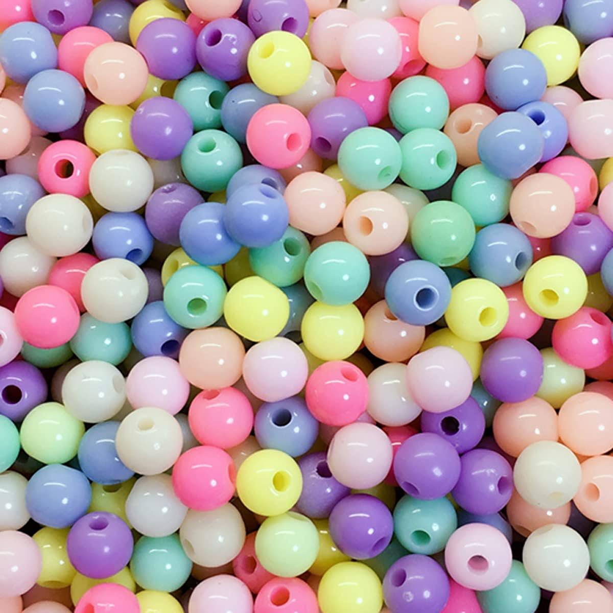300 cuentas redondas de acrílico de color macarrón de 0.315in para hacer joyas, cuentas de plástico de colores mixtos al azar para hacer pulseras,