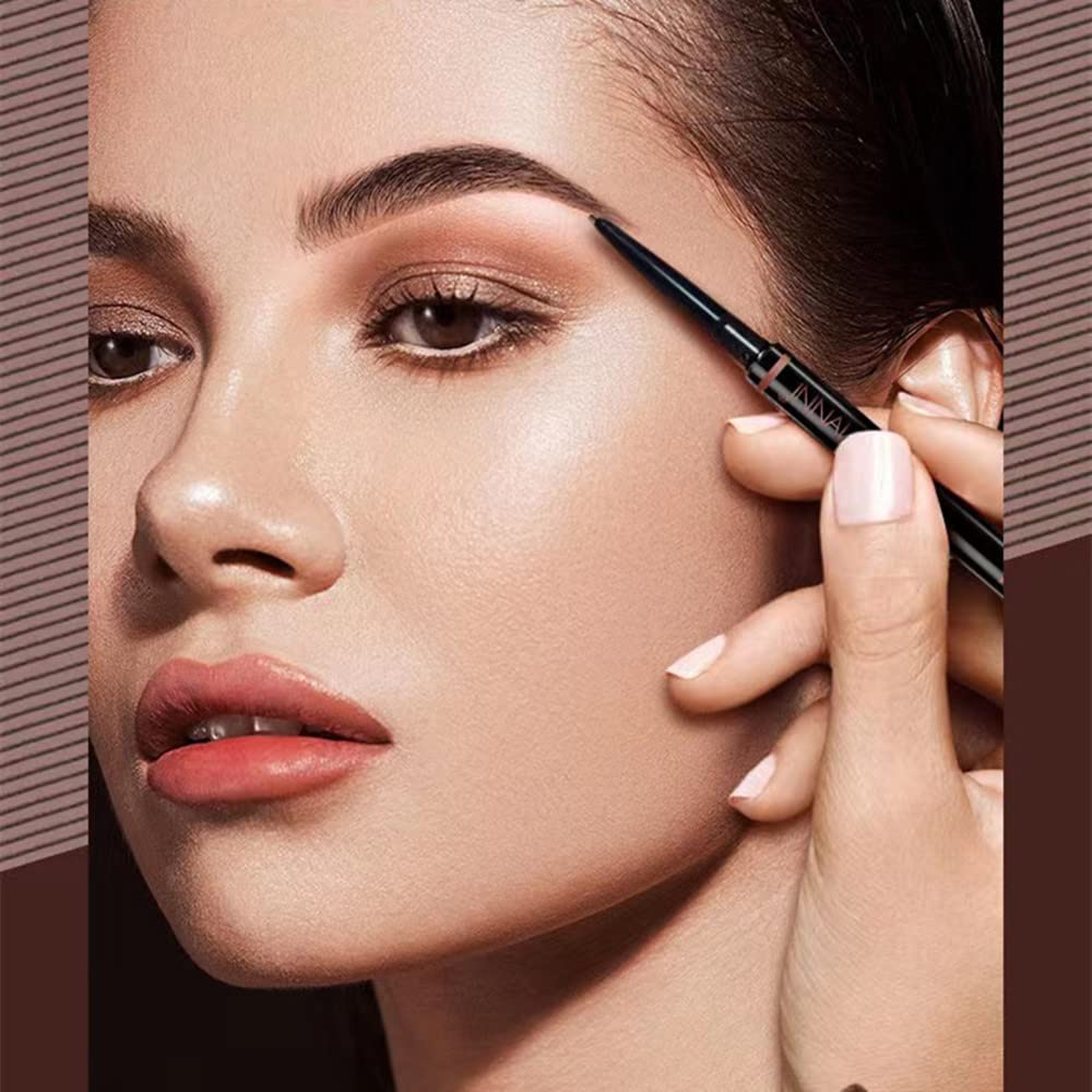 Lápiz de cejas impermeable de precisión de doble cabeza, maquillaje profesional automático, cejas finas puntiagudas, 4 colores (#001)