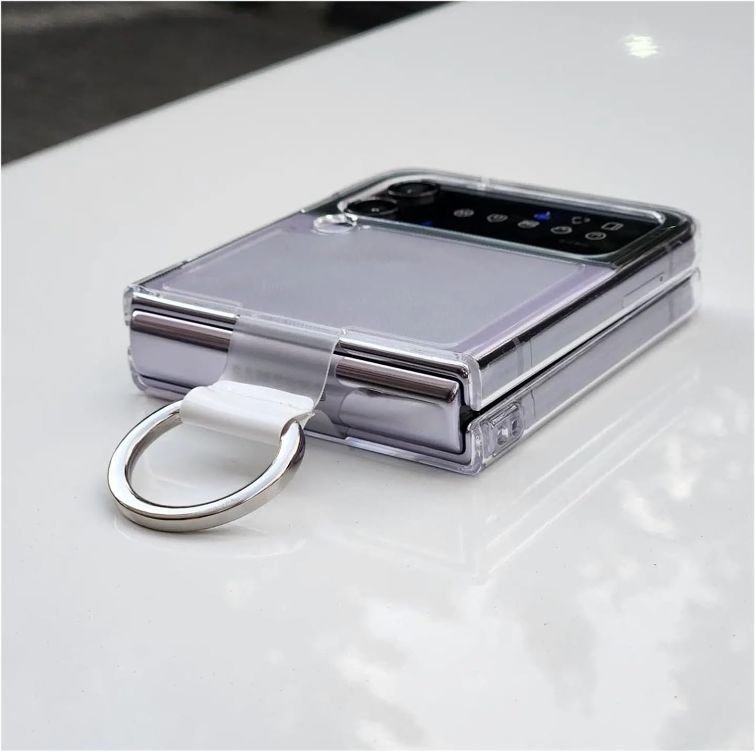 Funda transparente con soporte de anillo a prueba de golpes para Samsung Galaxy Z Flip 4, funda transparente para Samsung Zflip4 5G Z4 con anillo