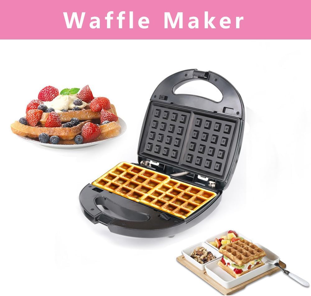 Máquina eléctrica de gofres tipo sándwich 3 en 1, tostadora de postre Panini con 3 platos antiadherentes extraíbles, juego de hierro intercambiable